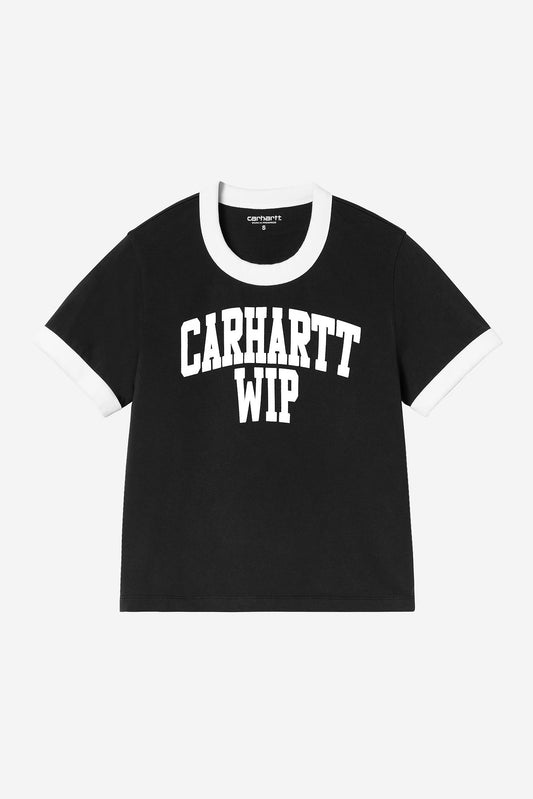 W S/S University WIP Script Ringer T-Shirt (heavy stone wash)