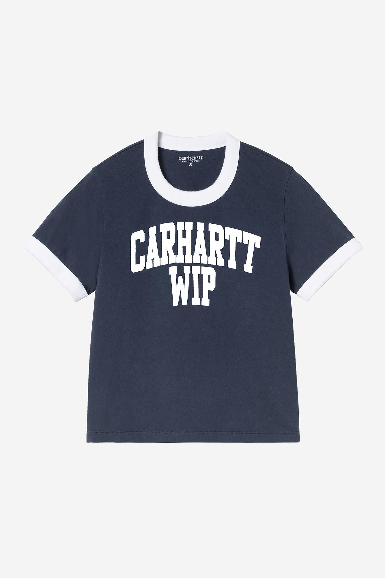 W S/S University WIP Script Ringer T-Shirt (heavy stone wash)